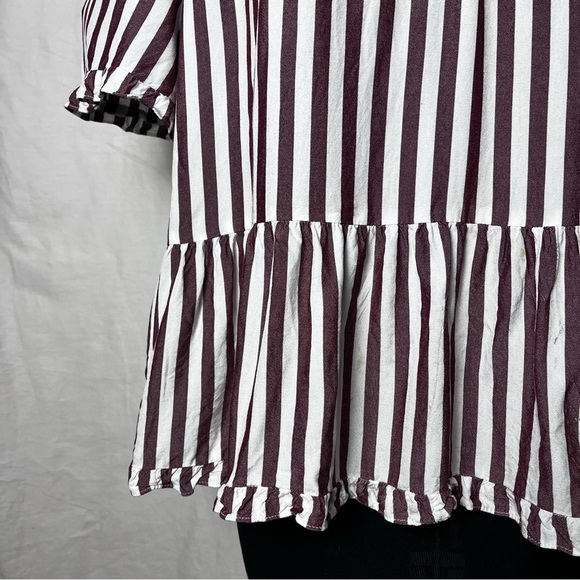 Madewell | Striped Stanza Ruffle Hem Short Sleeve Peplum Top, XL - Picture 7 of 10